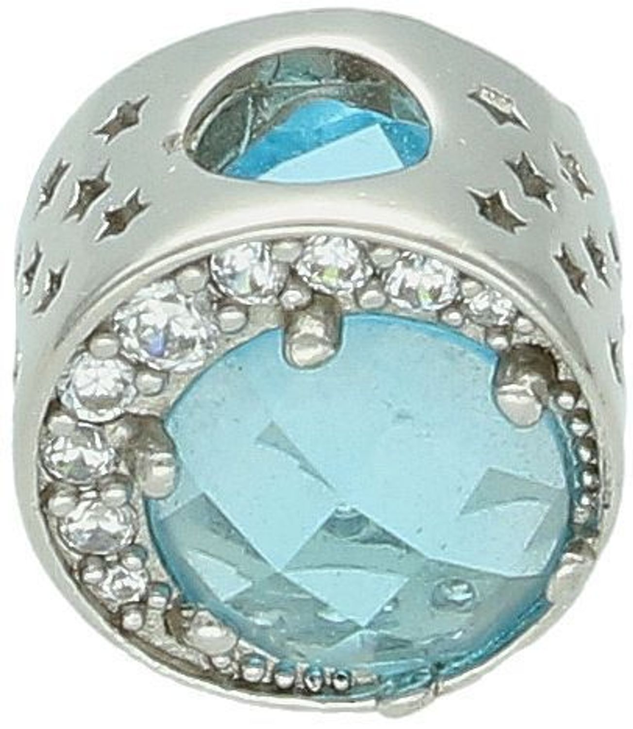 Charms Moments srebrny 925 Nieba Błękit DIA-CHA-3744-925. Charms w niebiańskim kolorze ozdobiony białymi cyrkoniami. Zawieszka wykonana została ze srebra próby 925.1.jpg