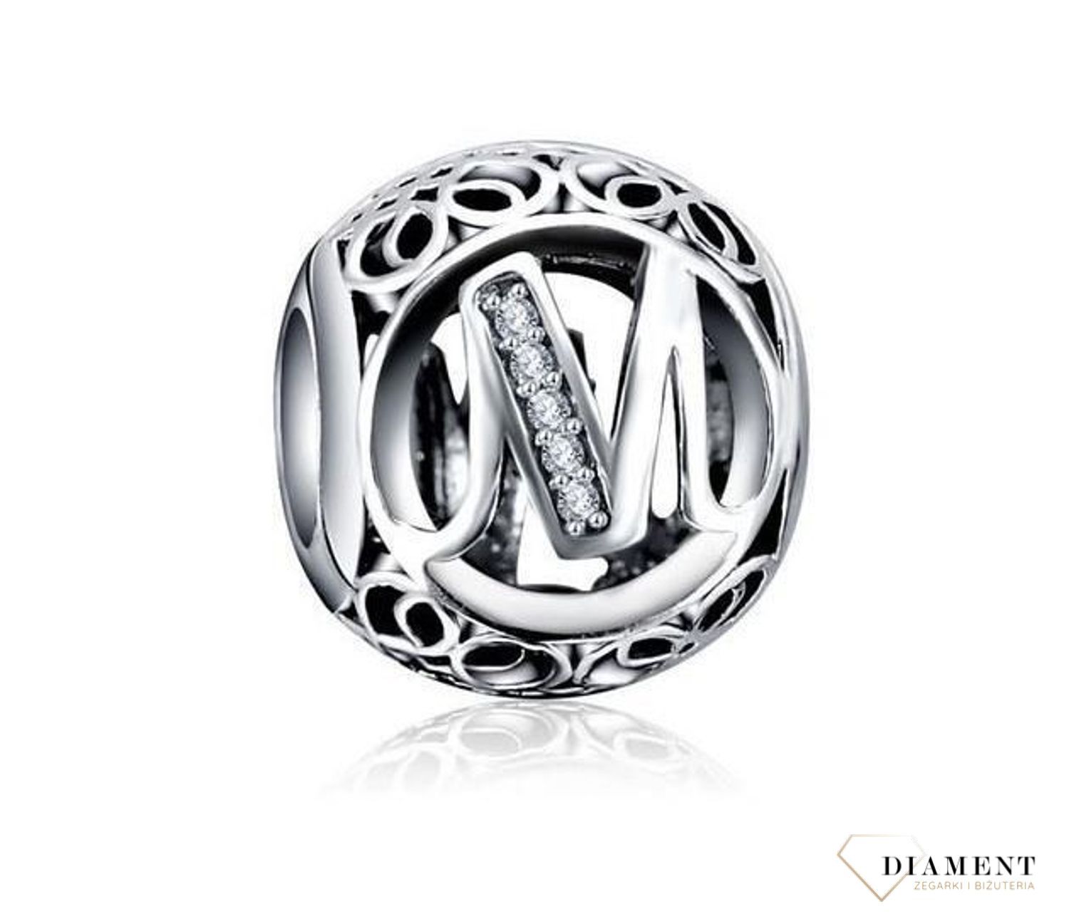 Charms Moments Okrągły Literka M DIA-CHA-3749M-925mmmmm.jpg