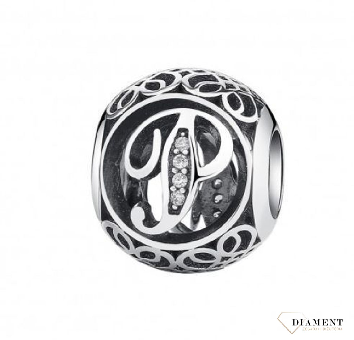 Charms Moments Okrągły Literka P DIA-CHA-3749P-925.jpg
