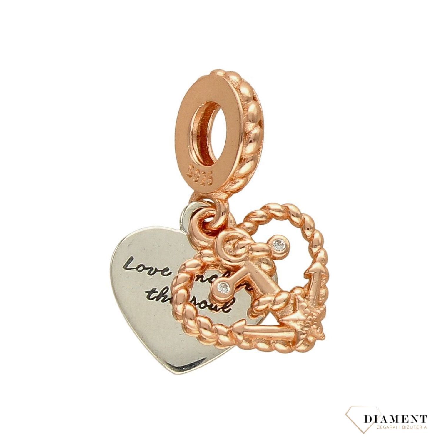 Charms Moments pozłacany Różowe złoto 'Kotwica w sercu' DIA-CHA-4111-925. Charms Moments pozłacany w różowym złocie 'Kotwica w sercu'.jpg