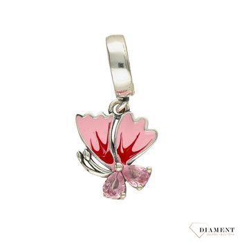 Charms Moments Wiszący Różowy Motylek DIA-CHA-4120-925. Modny charms z wiszącym elementem w kształcie motylka ozdobionego błyszczącą różową cyrkonią i masą jubilerska.jpg