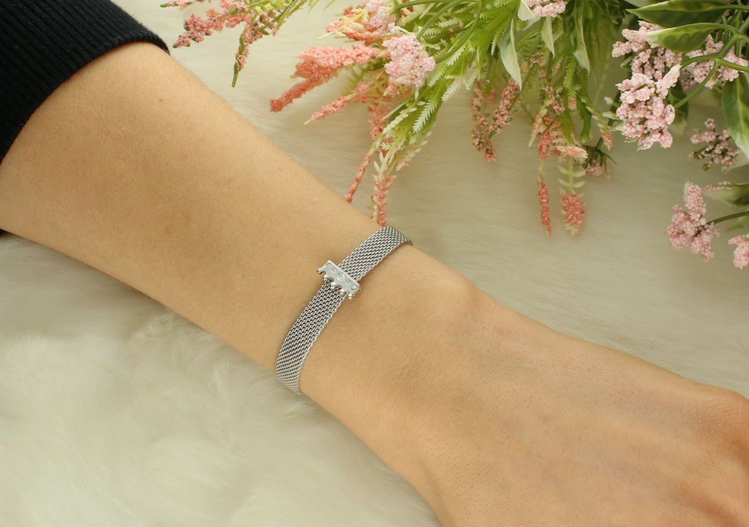 Srebrny Charms do bransoletki płaskiej Reflexions Korona Stoper Cyrkonie (2).jpg