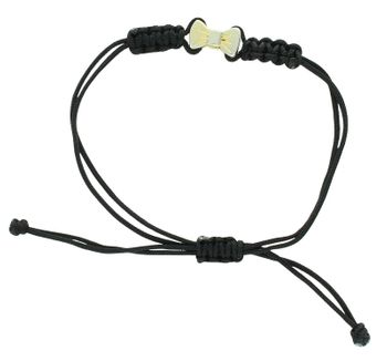 Delikatna bransoletka srebrna 925 pozłacana z kokardką na czarnym sznurku. Regulowane zapięcie ściągane, lekka i elegancka, waga 2 g.1.jpg