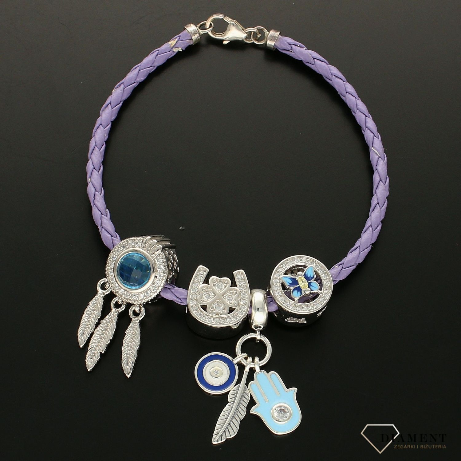 Charms Moment 'Okrągły z niebieskim motylkiem'. Modny charms do bransoletki. Ponadczasowa biżuteria w formie charmsów do bransoletki, pozwalająca każdej kobiecie skomponować bransoletkę wedle własnych upodo.jpg