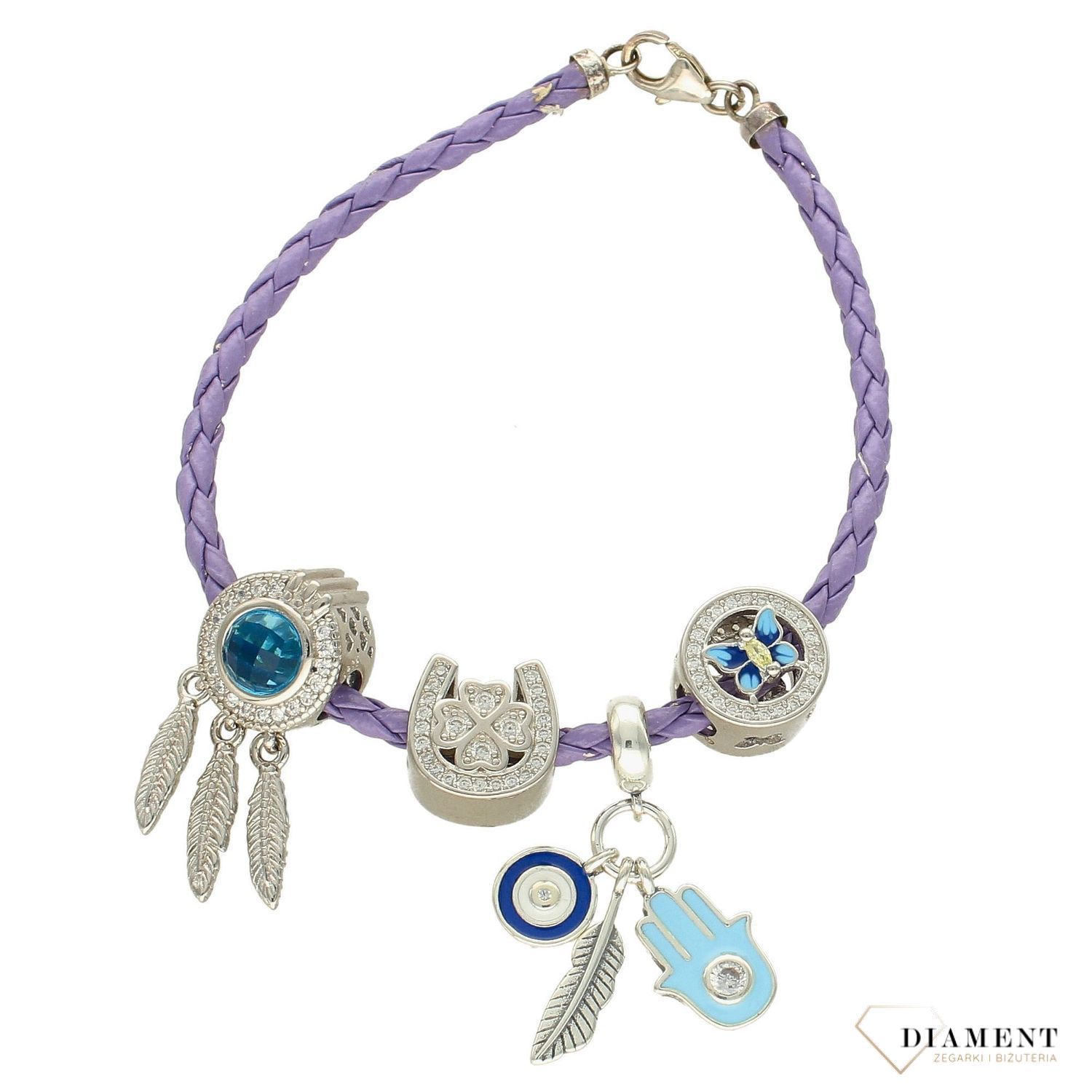 Charms Moment 'Łapacz snów' z niebieską cyrkonią. Modny charms do bransoletki. Ponadczasowa biżuteria w formie charmsów do bransoletki, pozwalająca każdej kobiecie skomponować bransoletkę wedle własnych upo.jpg
