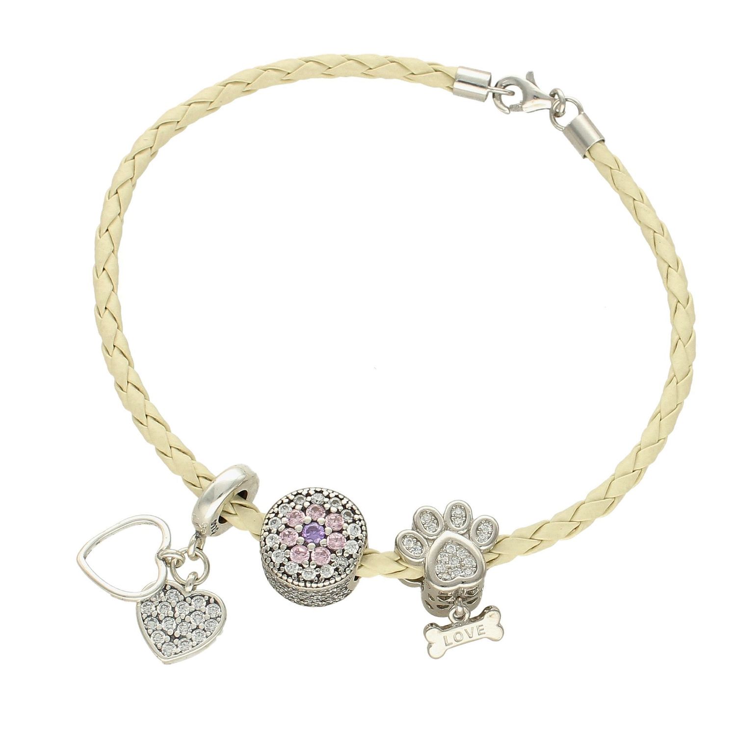 Charms Moment 'Łapka pieska z wiszącą kością'. Modny charms do bransoletki. Ponadczasowa biżuteria w formie charmsów do bransoletki, pozwalająca każdej kobiecie skomponować bransoletkę wedle własnych upodob.jpg