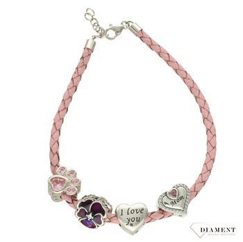 Modny charms do bransoletki w kształcie łapki ozdobiony różową cyrkonią. Ponadczasowa biżuteria w formie charmsów do bransoletki, pozwalająca każdej kobiecie skomponować bransoletkę wedle własnych upodoba (2).jpg