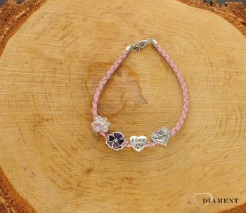 Modny charms do bransoletki w kształcie łapki ozdobiony różową cyrkonią. Ponadczasowa biżuteria w formie charmsów do bransoletki, pozwalająca każdej kobiecie skomponować bransoletkę wedle własnych upodoba (4).jpg