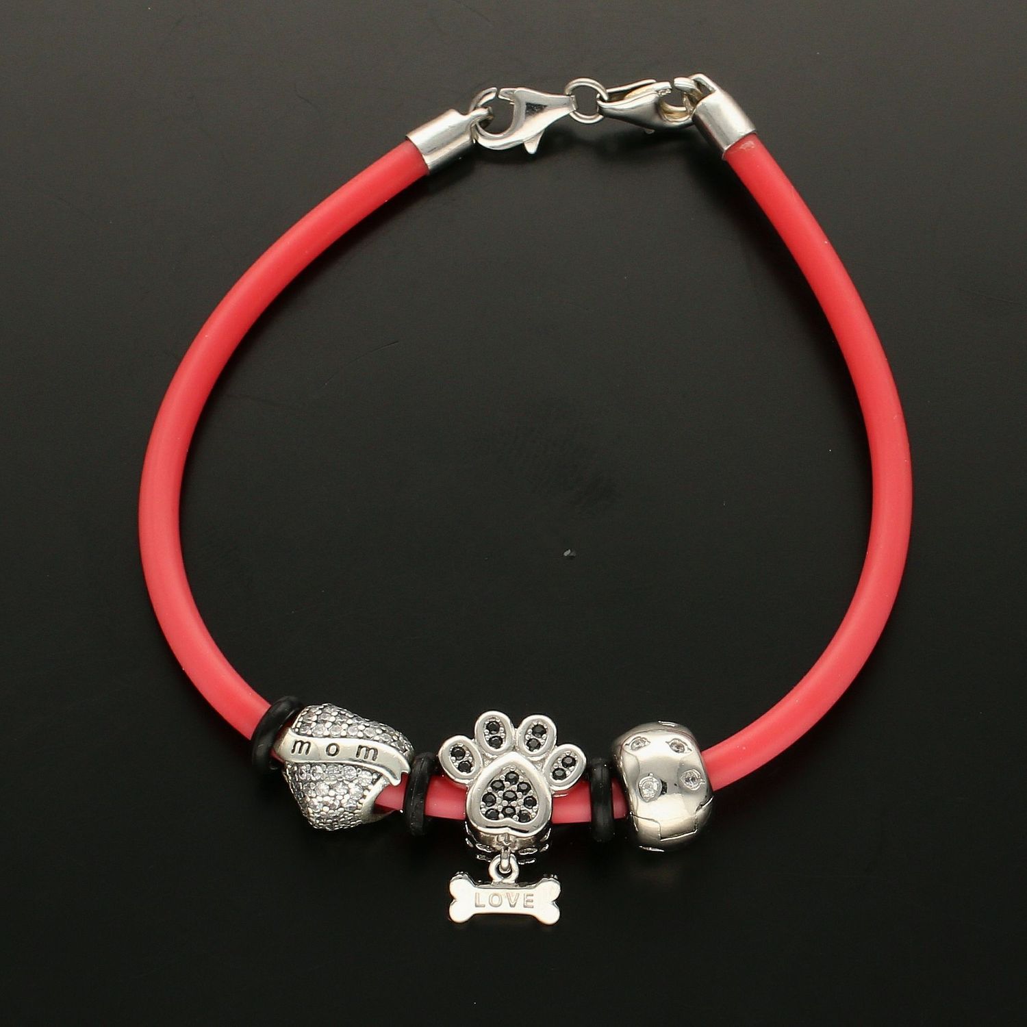 Modny charms klips do bransoletki okrągły ozdobiony cyrkonią. Ponadczasowa biżuteria w formie charmsów do bransoletki, pozwalająca każdej kobiecie skomponować bransoletkę wedle własnych upodobań..jpg