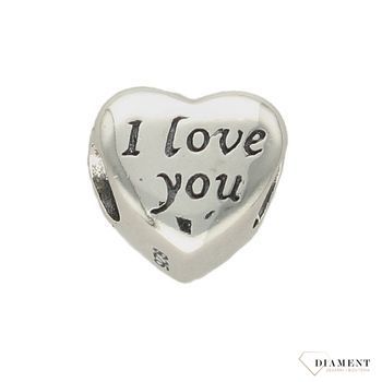 Modny charms do bransoletki w kształcie serca srebrny z napisem I LOVE YOU'. Ponadczasowa biżuteria w formie charmsów do bransoletki, pozwalająca każdej kobiecie skomponować bransoletkę wedle własnych upo.jpg
