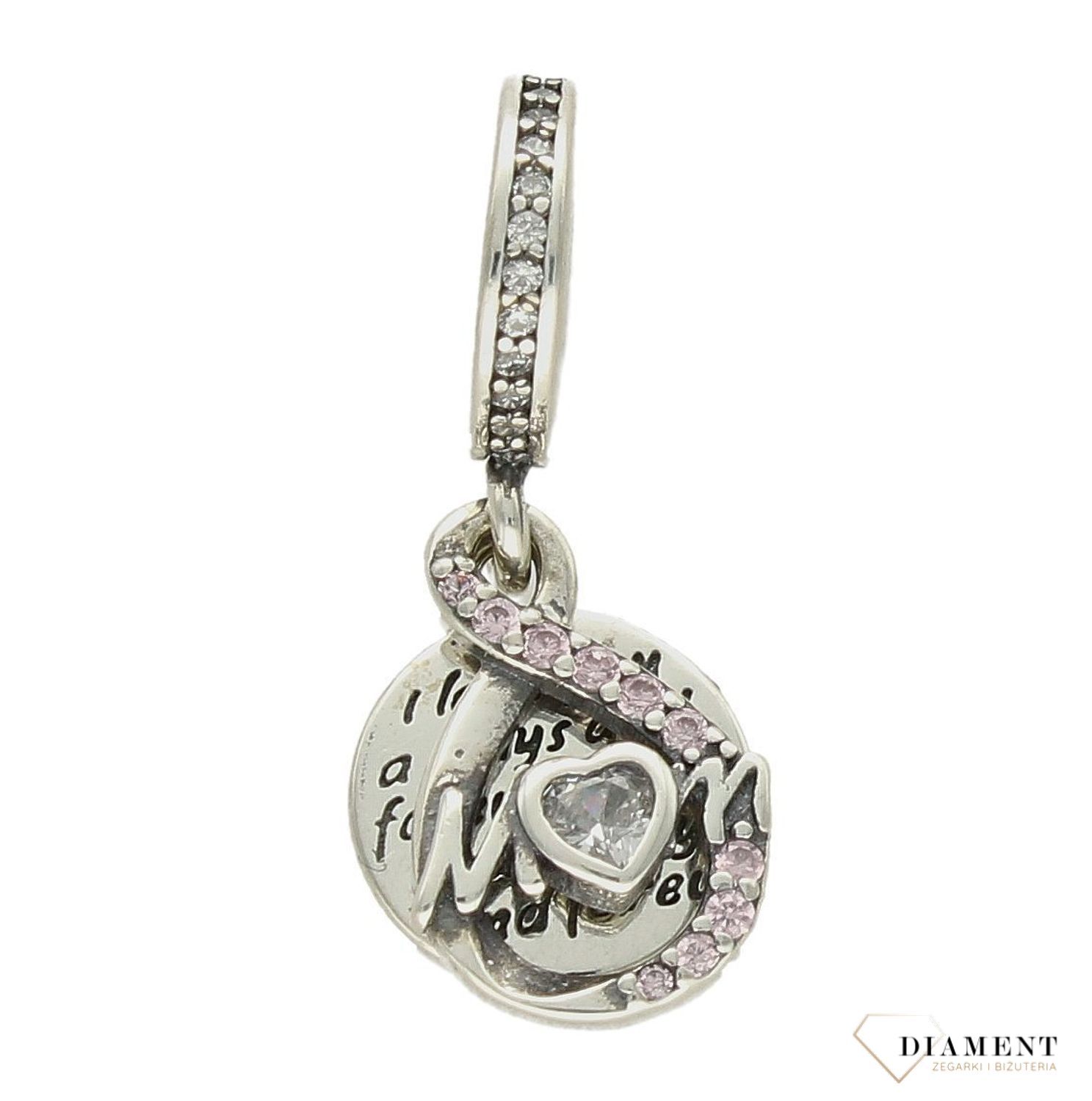 Modny charms do bransoletki Charms Moments 'Wiszący charms mom'. Ponadczasowa biżuteria w formie charmsów do bransoletki, pozwalająca każdej kobiecie skomponować bransoletkę wedle własnych upodobań.jpg