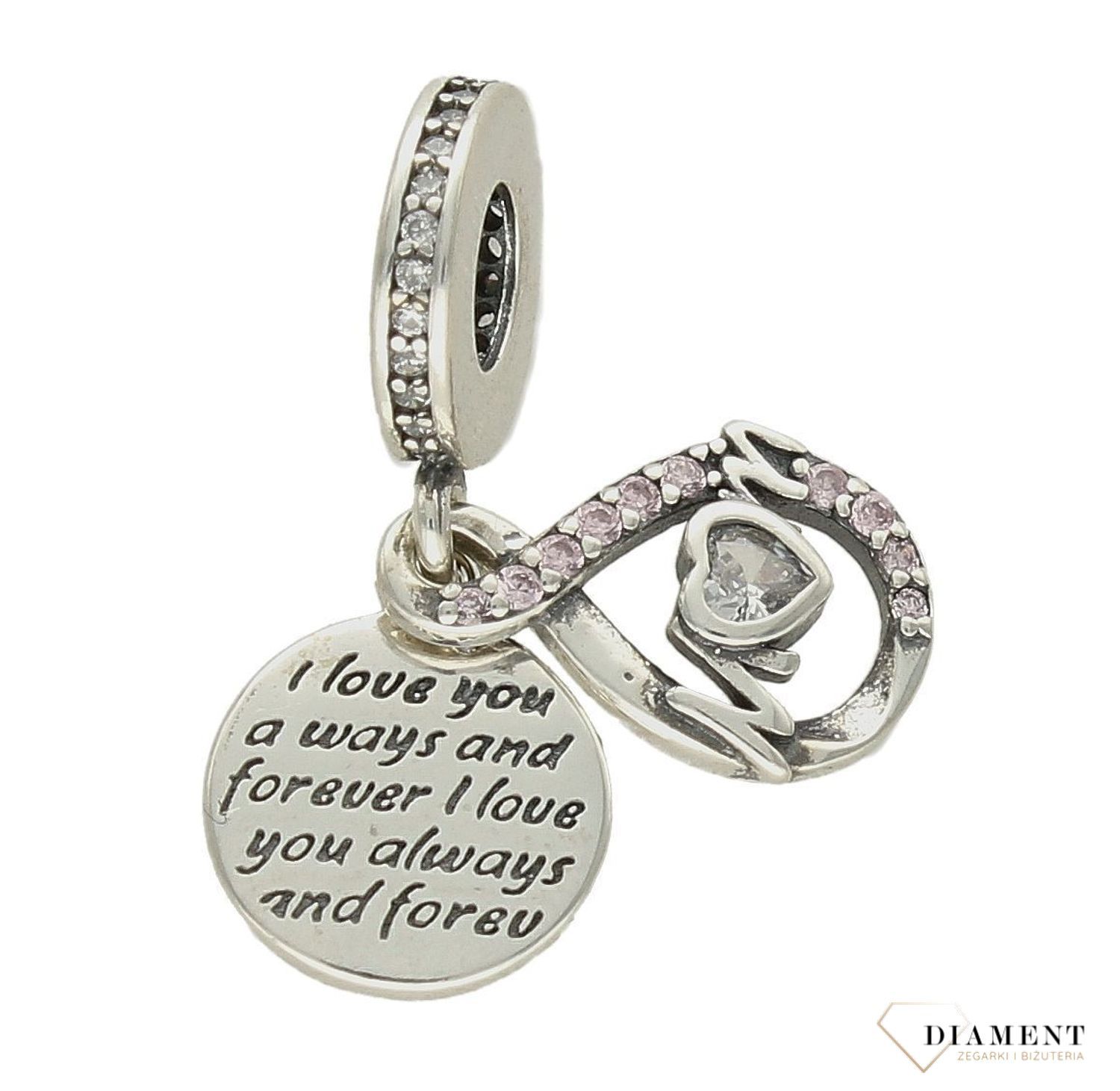Modny charms do bransoletki Charms Moments 'Wiszący charms mom'. Ponadczasowa biżuteria w formie charmsów do bransoletki, pozwalająca każdej kobiecie skomponować bransoletkę wedle własnych upodobań.jpg