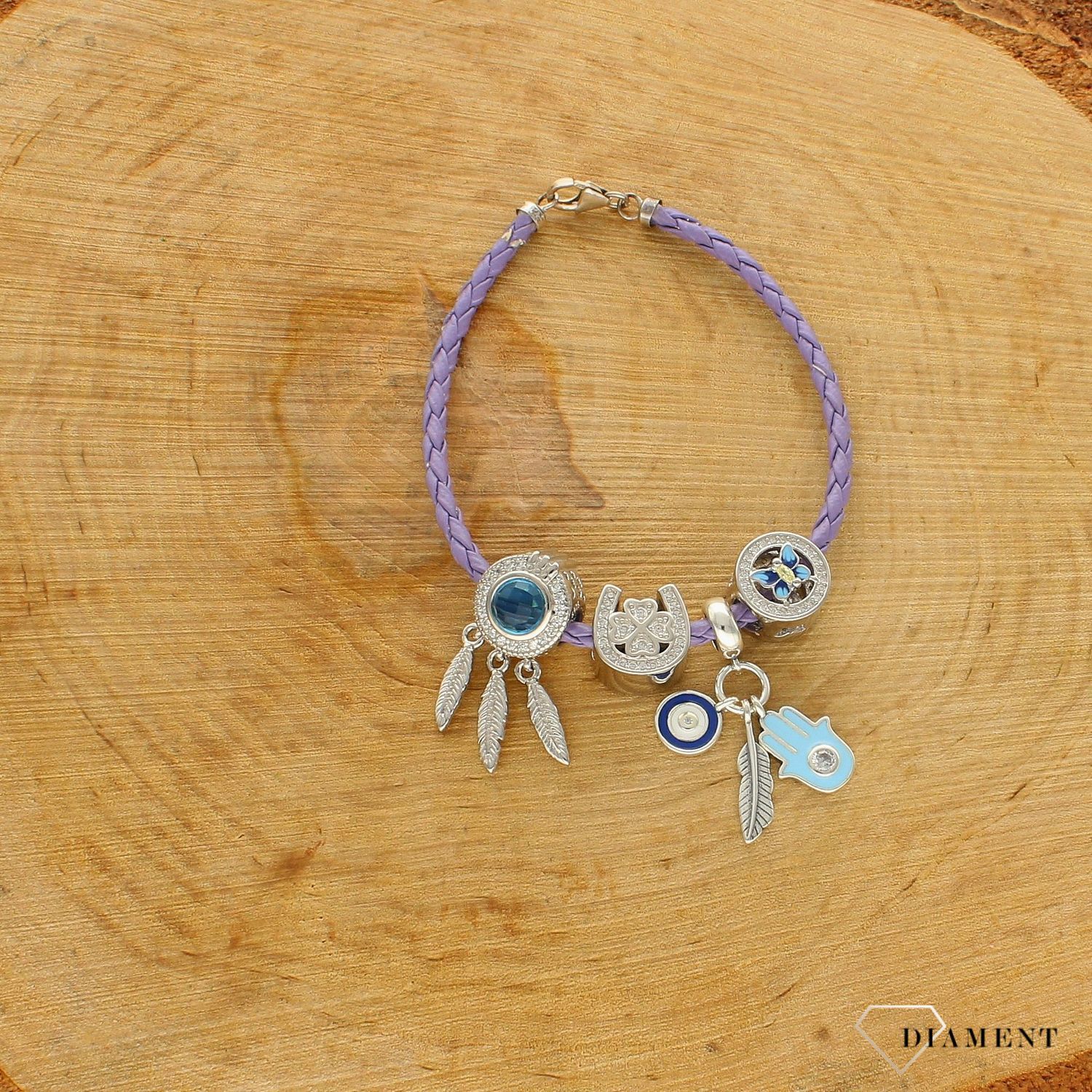 Charms Moment 'Wisząca ręka fatimy, piórko i oko proroka'. Modny charms do bransoletki. Ponadczasowa biżuteria w formie charmsów do bransoletki, pozwalająca każdej kobiecie skomponować bransoletkę wedle wła.jpg