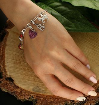 Srebrna zawieszka charms serce z różowymi cyrkoniami DIA-CHA-6821-925. Charms srebrny. Zawieszka do bransoletki. Zawieszka srebrna różowe serce. Zawieszka charms do bransoletki. Serce różowe charms. Charms zawieszka idealna  (3).jpg