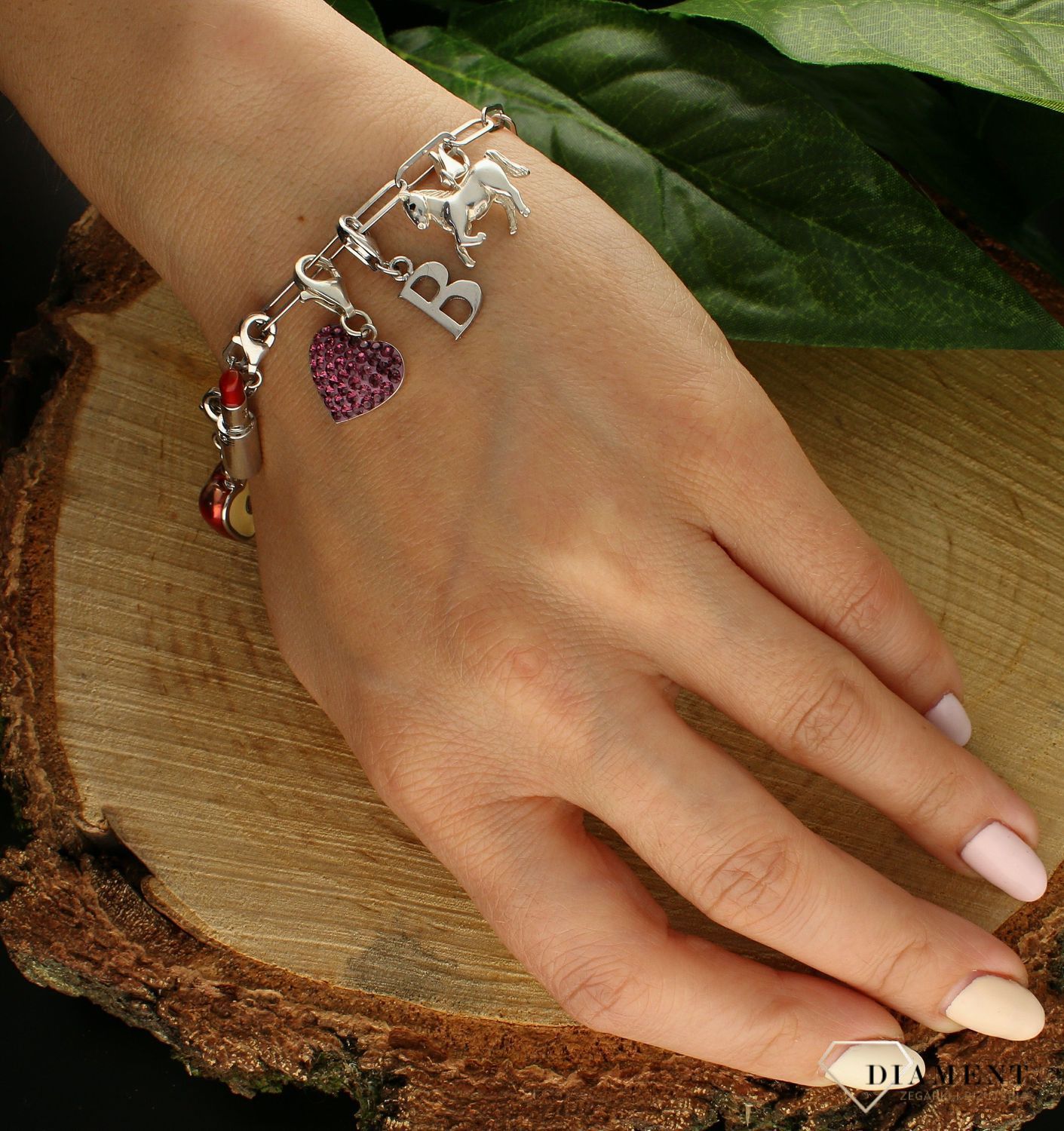 Srebrna zawieszka charms serce z różowymi cyrkoniami DIA-CHA-6821-925. Charms srebrny. Zawieszka do bransoletki. Zawieszka srebrna różowe serce. Zawieszka charms do bransoletki. Serce różowe charms. Charms zawieszka idealna na (1).jpg