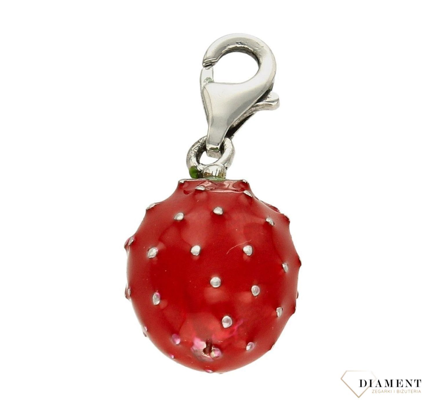 Zawieszka srebrna charms truskawka DIA-CHA-6825-925. Charms srebrny. Zawieszka do bransoletki. Zawieszka srebrna truskawka. Zawieszka charms do bransoletki dziecięca. Charms zawieszka idealna na prezent dla dziewczynki jak i.jpg