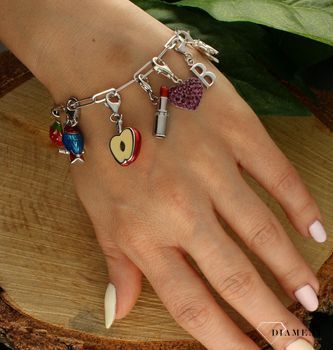 Srebrna zawieszka charms szminka DIA-CHA-6828-925. Charms srebrny. Zawieszka do bransoletki. Zawieszka srebrna szminka. Zawieszka charms do bransoletki. Charms zawieszka idealna na prezent dla każdej kobiet (1).jpg