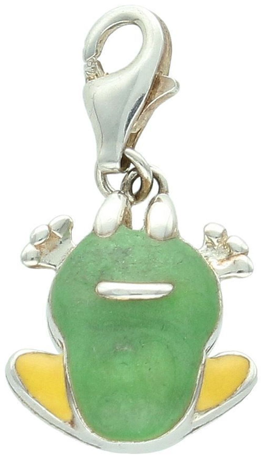 Srebrna zawieszka charms żabka z kolorową emalią – próba 925, 2,58 g. Długość 2,5 cm, szerokość 1,3 cm. Zapięcie na karabińczyk. Idealna do bransoletki modułowej lub łańcuszka.1.jpg