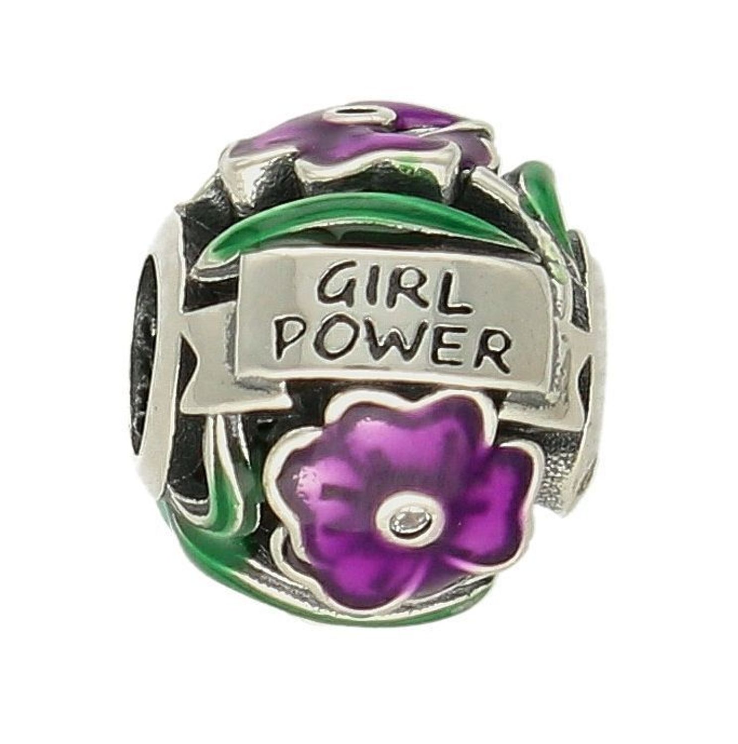 Charms Moments okrągły fioletowe kwiatki DIA-CHA-9488-925. Modny charms do bransoletki okrągły z fioletowymi kwiatki z emalii. Zawieszka wykonana została ze srebra próby 925. Charms do bransoletki typu Pandora. Idealny charms na pr (2).jpg