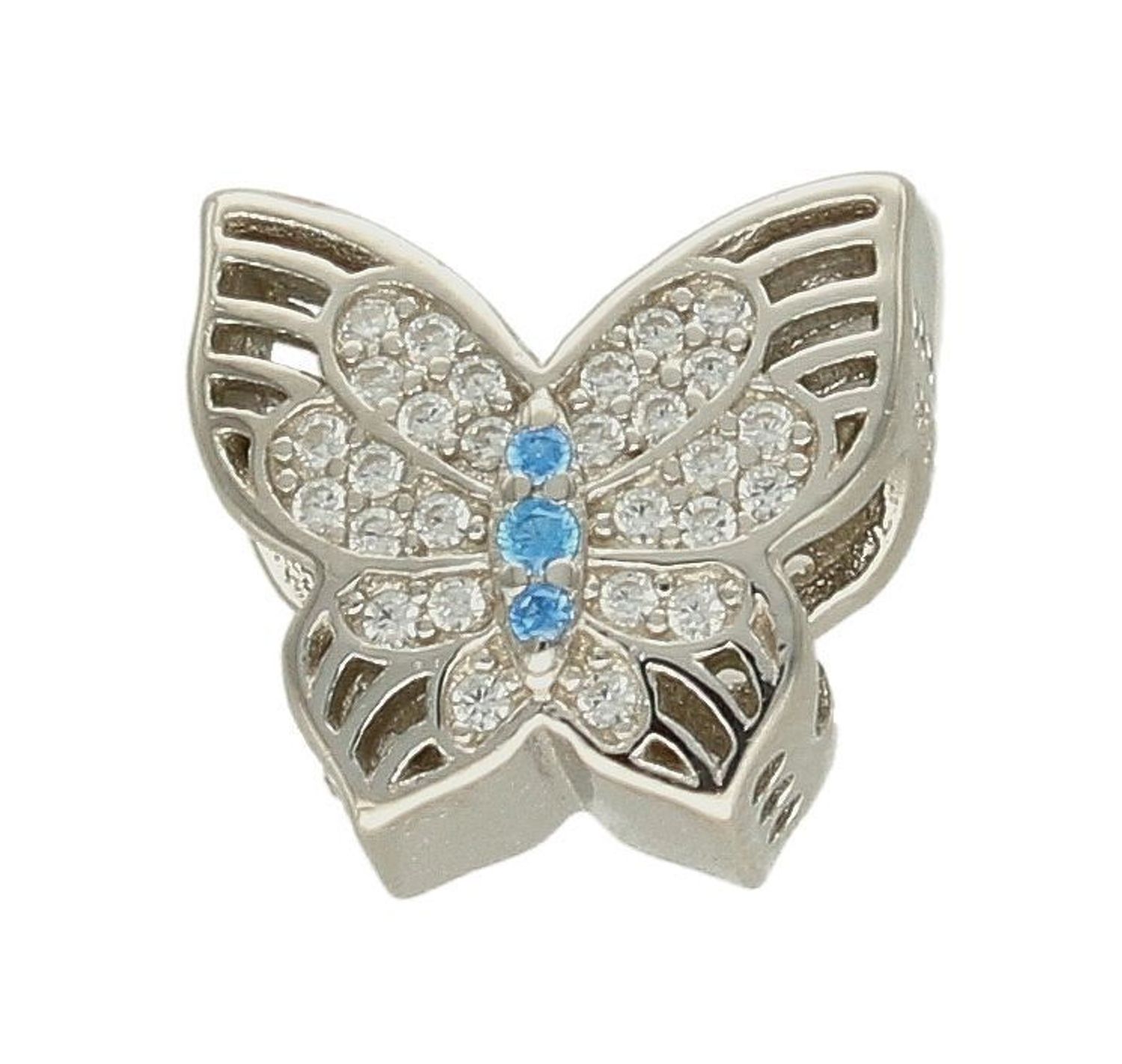 Charms Moments srebrny 925 'Motylek z niebieską cyrkonią' DIA-CHA-9518-925. Zawieszka wykonana została ze srebra próby 925. To idealny charms na prezent. Charms do bransoletki typu Pandora.  (1).jpg