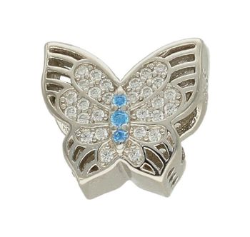 Charms Moments srebrny 925 'Motylek z niebieską cyrkonią' DIA-CHA-9518-925. Zawieszka wykonana została ze srebra próby 925. To idealny charms na prezent. Charms do bransoletki typu Pandora.  (1).jpg