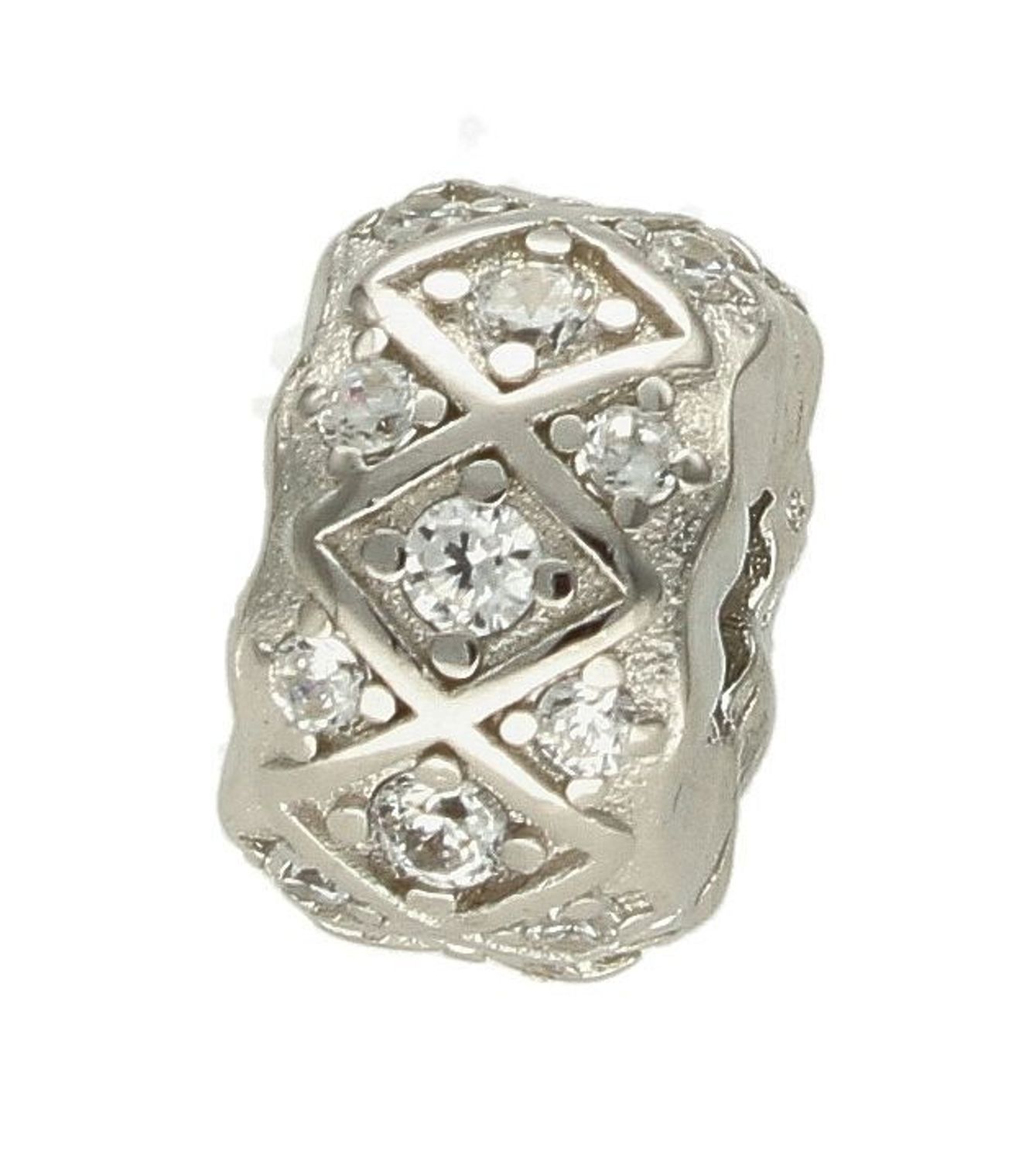 Srebrny charms 925 okrągły z cyrkoniami klips DIA-CHA-9526-925. Zawieszka wykonana została ze srebra próby 925. Charms do bransoletki  (1).jpg