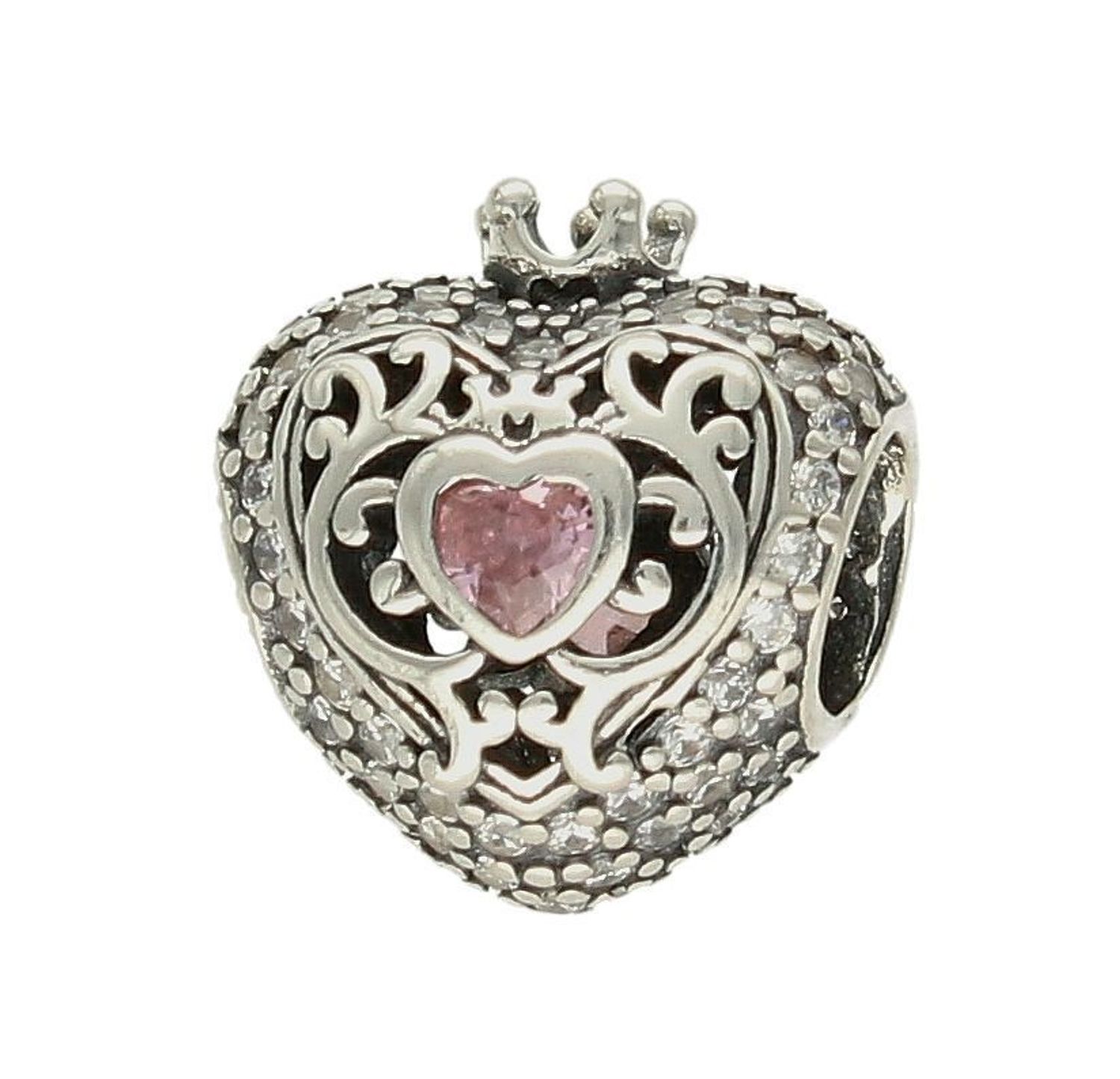 Charms Moments srebrny 925 'Serduszko z różową cyrkonią i koroną' DIA-CHA-9539-925. Charms do bransoletki. Srebrny charms do bransoletki typu Pandora, Apart. Charms serduszko. Zawieszka do bransoletki. Idealny pomysł na prezent (1).jpg