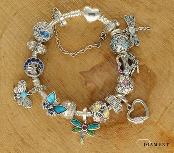 Charms Moments srebrny 925 'Serduszko dla mamy' DIA-CHA-9540-925. Charms do bransoletki. Srebrny charms do bransoletki typu Pandora, Apart. Charms serduszko. Zawieszka do bransoletki. Idealny pomysł na prezent dla mamy (1).jpg