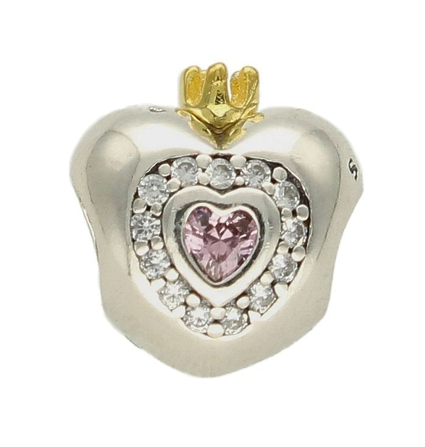 Charms Moments srebrny 925 'Serduszko z różową cyrkonią i złotą koroną' DIA-CHA-9546-925. Charms do bransoletki. Srebrny charms do bransoletki typu Pandora, Apart. Charms serduszko. Zawieszka do bransoletki. Idealny pomysł na prezent (1).jpg