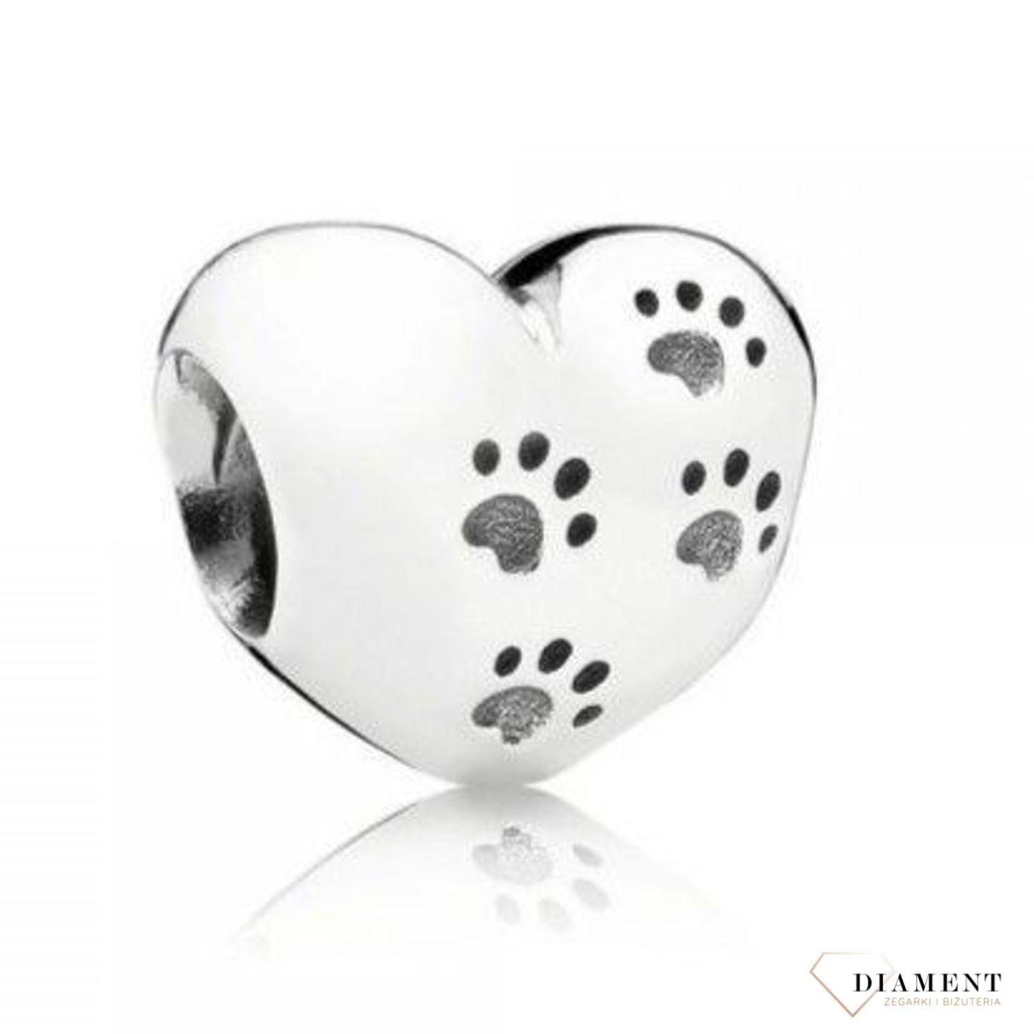 Charms Moments srebrny 925 serce w łapki z napisem My sweet pet. Charms do bransoletki. Srebrny charms do bransoletki typu Pandora. Charms do bransoletki modułowej. Charms srebrny na prezent.1.jpg