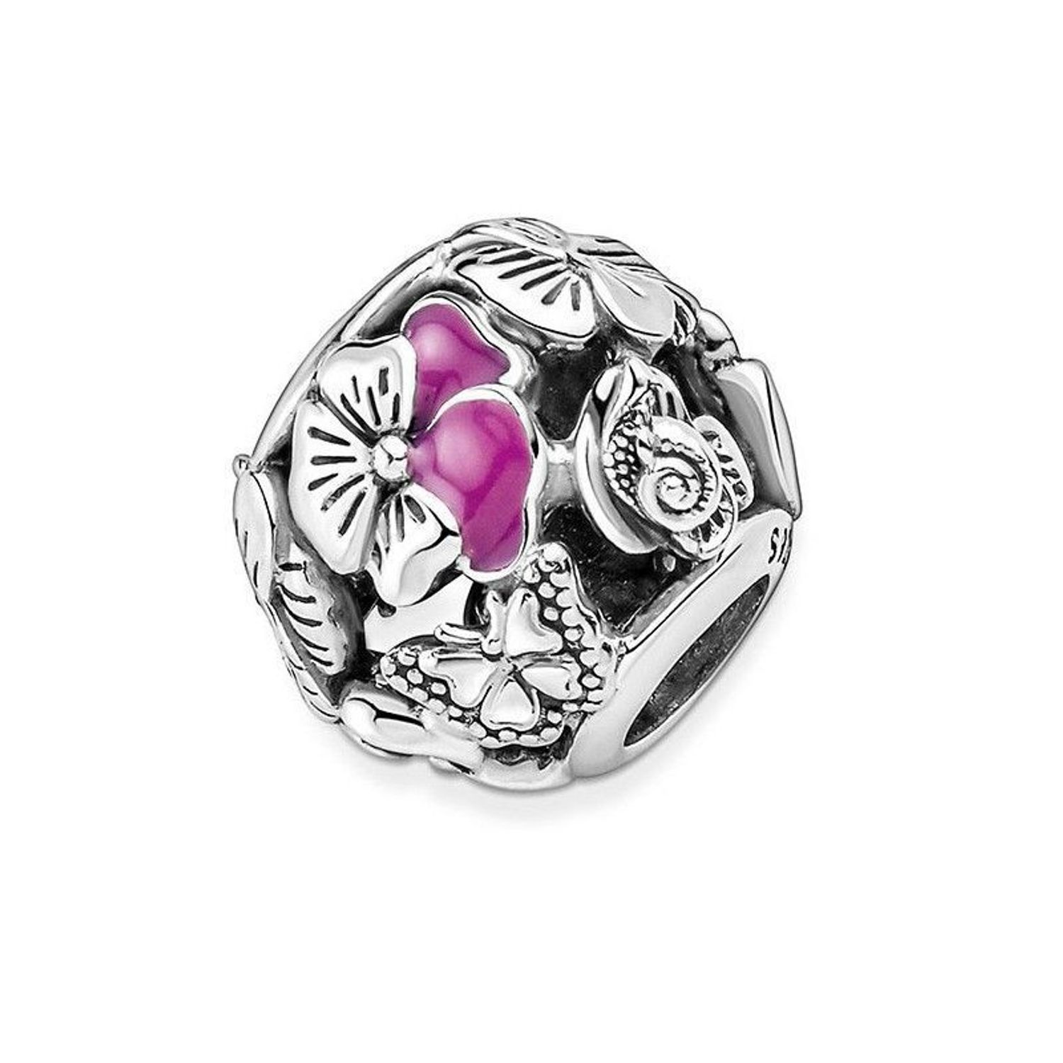 Charms zawieszka srebrna Ag 925 Motyl i kwiat DIA-CHA-IM0050724CH-925 Ponadczasowa biżuteria w formie charmsów do bransoletki, pozwalająca każdej kobiecie skomponować bransoletkę wedle własnych upodobań1.jpg