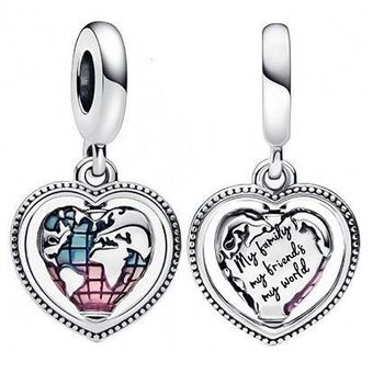 Charms Moments srebrny 925 globus w sercu DIA-CHA-IM01160423CH-925. Charms do bransoletki modułowej. Charms globus. Charms do bransoletki Pandora. Charms globus w sercu. Charms srebrny na prezent..jpg
