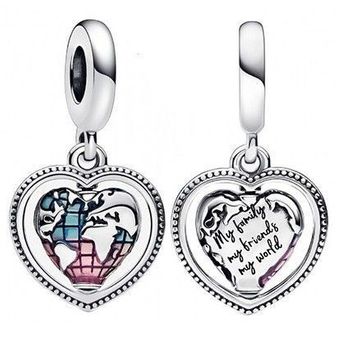 Charms Moments srebrny 925 globus w sercu DIA-CHA-IM01160423CH-925. Charms do bransoletki modułowej. Charms globus. Charms do bransoletki Pandora. Charms globus w sercu. Charms srebrny na prezent..jpg