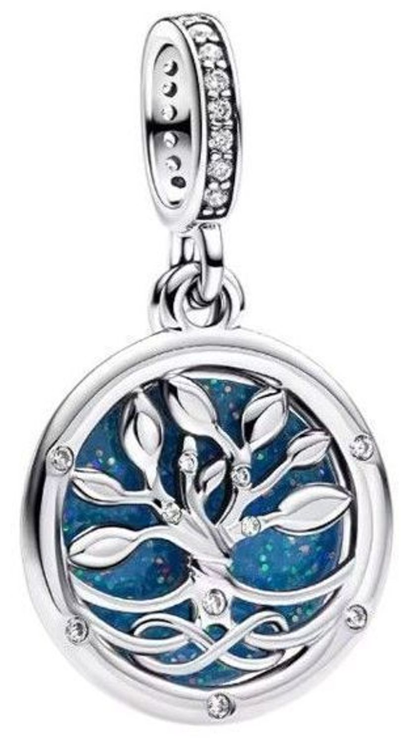 Srebrny charms 925 z motywem drzewa życia na tle niebieskiej emalii. Ozdobiony cyrkoniami, symbolizuje siłę i harmonię. Idealny prezent. Model DIA-CHA-IM0470525CH-925.1.jpg
