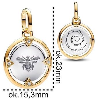 Srebrny charms pozłacany Ag 925 z motywem pszczoły i grawerem „Protect your energy”. Model DIA-CHA-IM0540525CH-925 – biżuteria z przesłaniem, idealna do bransoletki lub naszyjnika.1.jpg