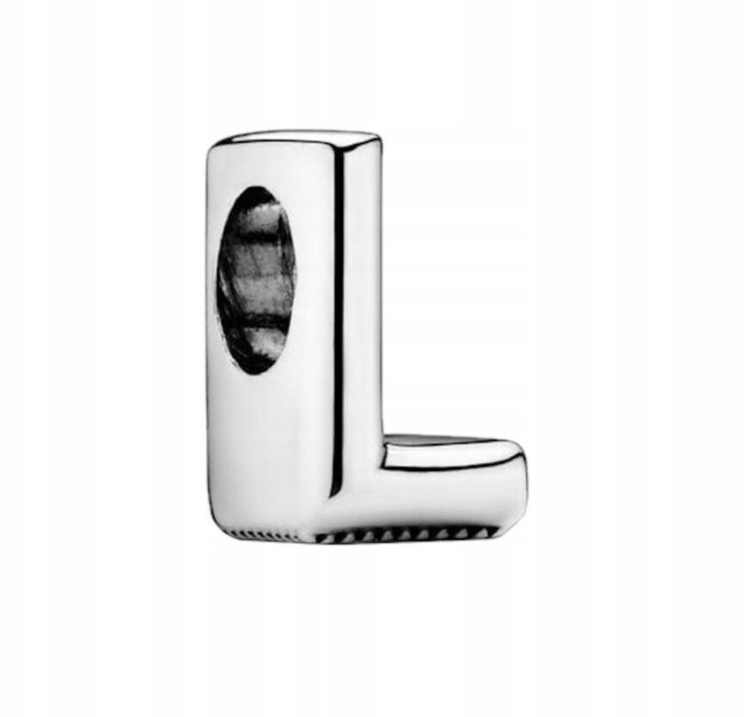 Charms srebrny próby 925 w kształcie literki L. Elegancki, personalizowany dodatek do bransoletek modułowych, idealny na prezent.1.jpg