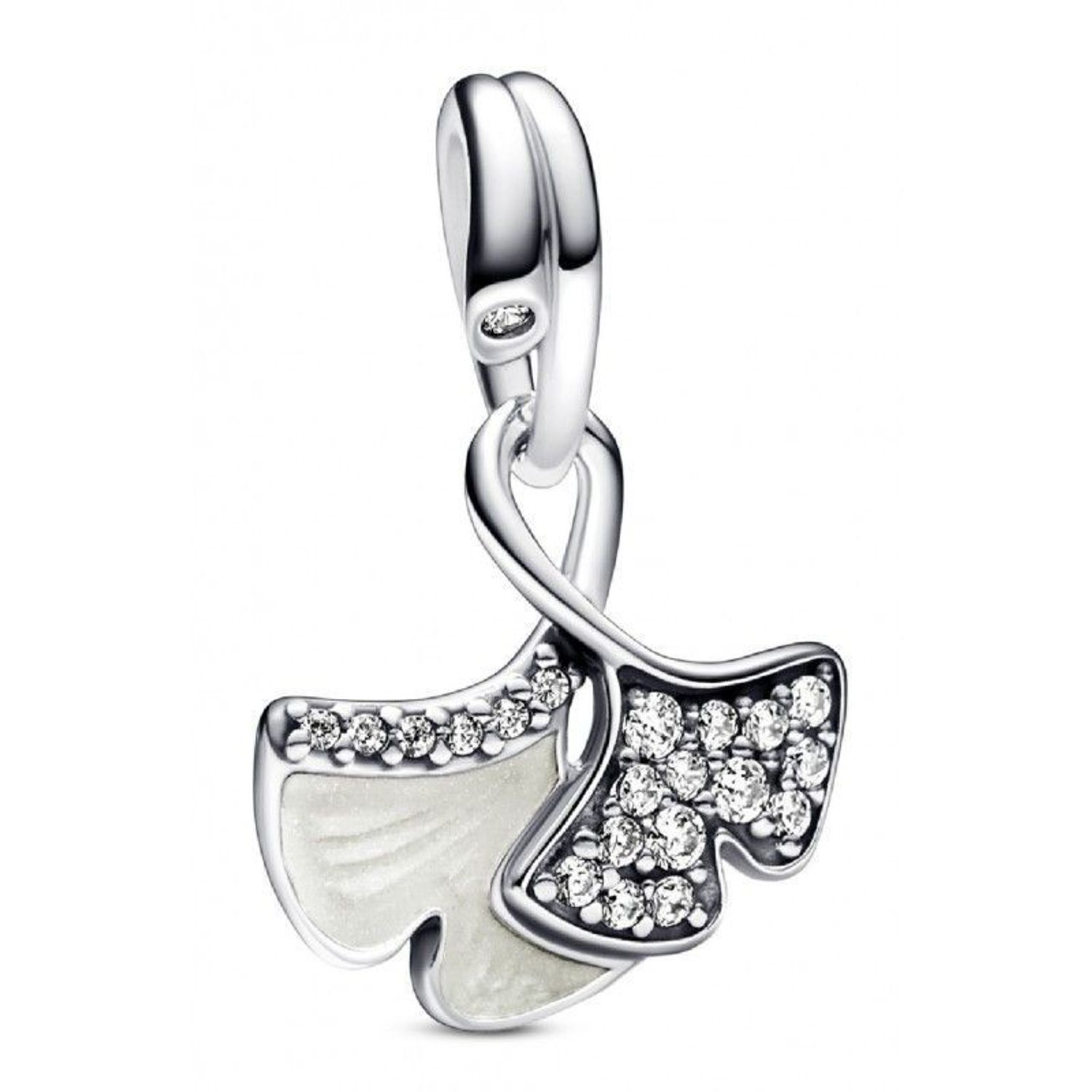 Srebrny charms wiszący 925 Pandora liść miłorzębu z masą perłową i cyrkoniami DIA-CHA-IM0750123CH-925.jpg