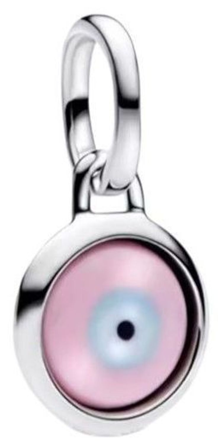 Pozłacany charms srebrny 925 z motywem oka ochronnego w kolorach różowym, błękitnym i czarnym. Symbol talizmanu przeciw złemu urokowi. Model DIA-CHA-IM0770525CH-925 – idealny dodatek i amulet w 1.jpg