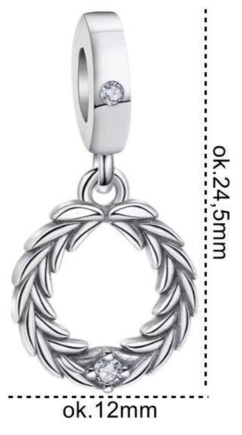 Charms srebrny „Wieniec laurowy” – symbol zwycięstwa i siły  Srebro rodowane Ag 925 z cyrkonią1.jpg
