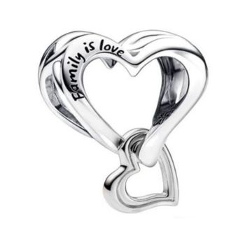 Charms srebrny próby 925 w kształcie pustego serca z wiszącym serduszkiem. Delikatny, elegancki i idealny do bransoletek modułowych.1.jpg