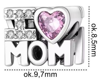 Wyjątkowy charms srebrny 925 I ♥ MOM z różowym sercem i błyszczącymi cyrkoniami. Idealny prezent na Dzień Matki lub inną wyjątkową okazję. Model DIA-CHA-IM3000425CH-925.1.jpg