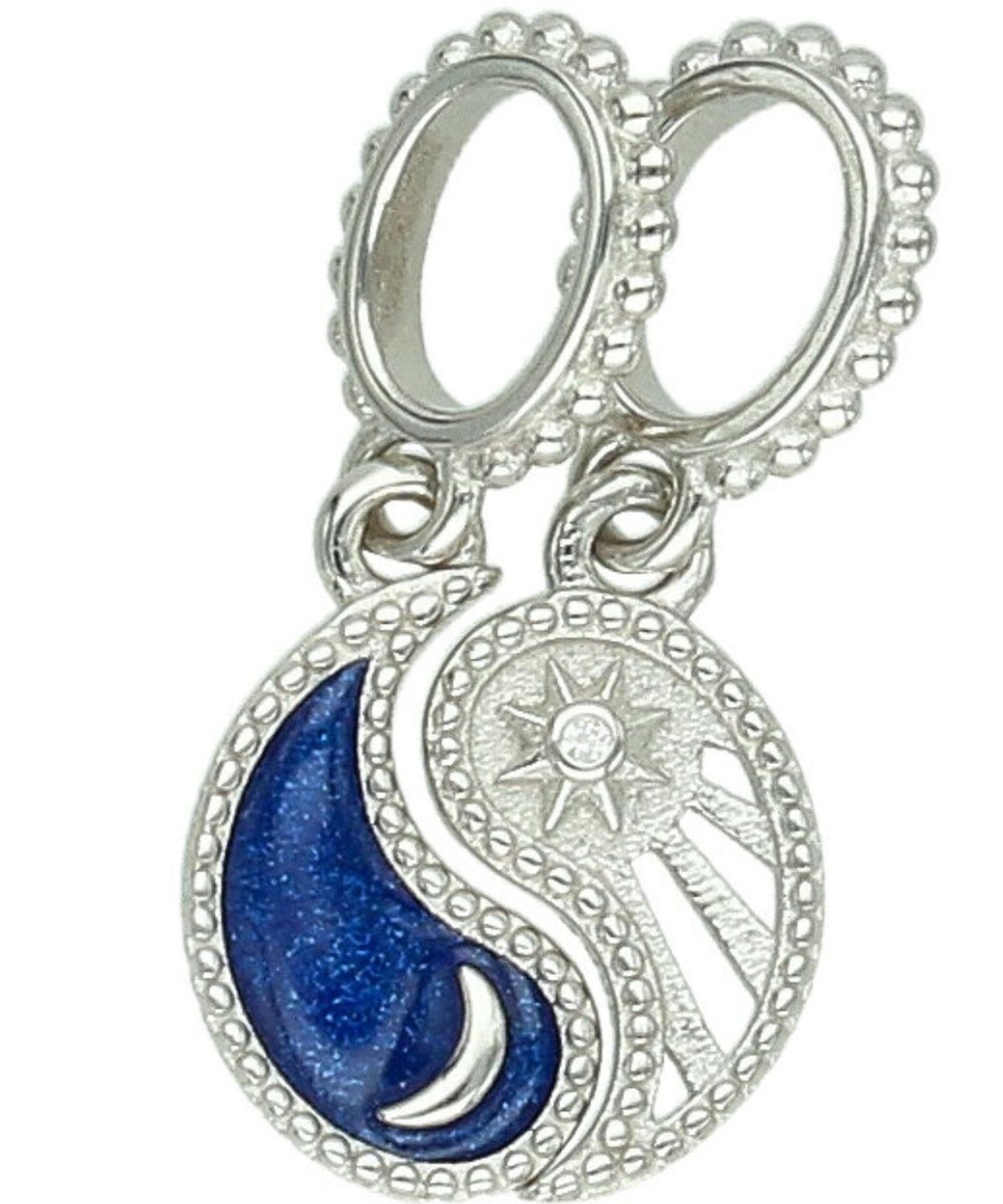 Srebrna Zawieszka Charms Yin Yang Słońce i Księżyc do Bransoletki blue.jpg