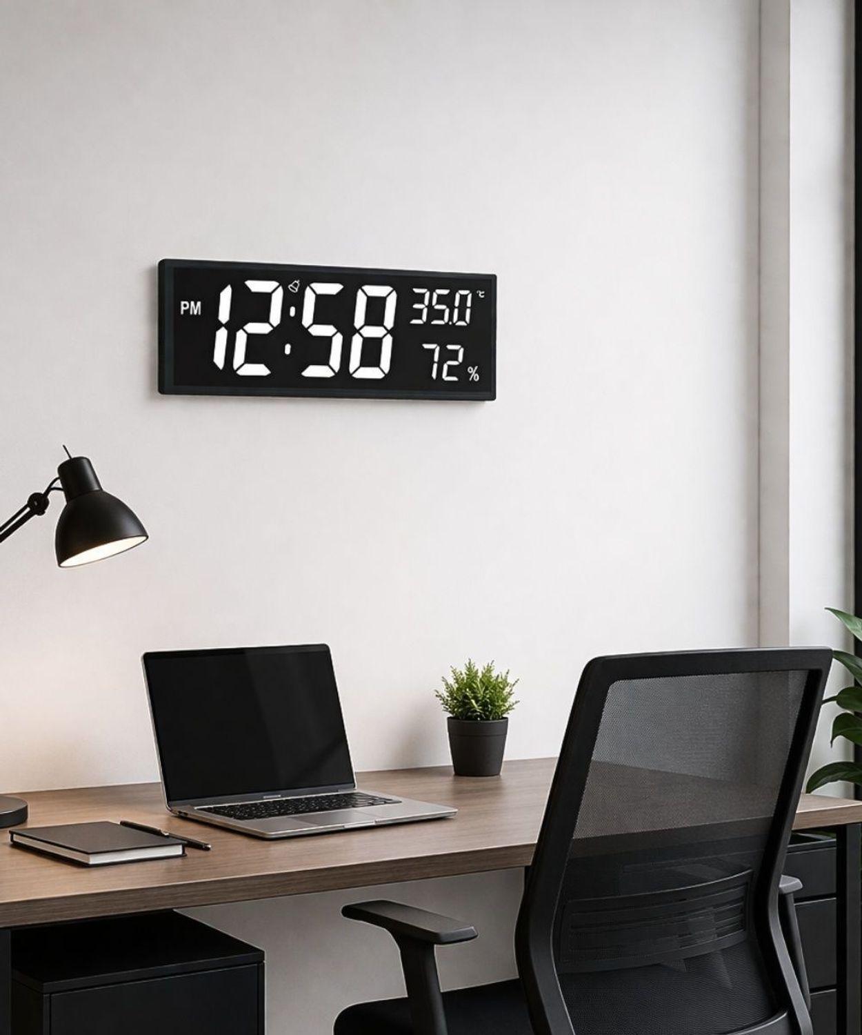 Zegar cyfrowy z dużym wyświetlaczem LED JVD DH309.1, Zegar ścienny  biurkowy z dużymi wyraźnymi białymi cyframi LED. Długość 41cm. Cyfry 12,5 cm. Zegar ze stoperem i timerem. Duży zegar LED na biurko. Zegar do.jpg