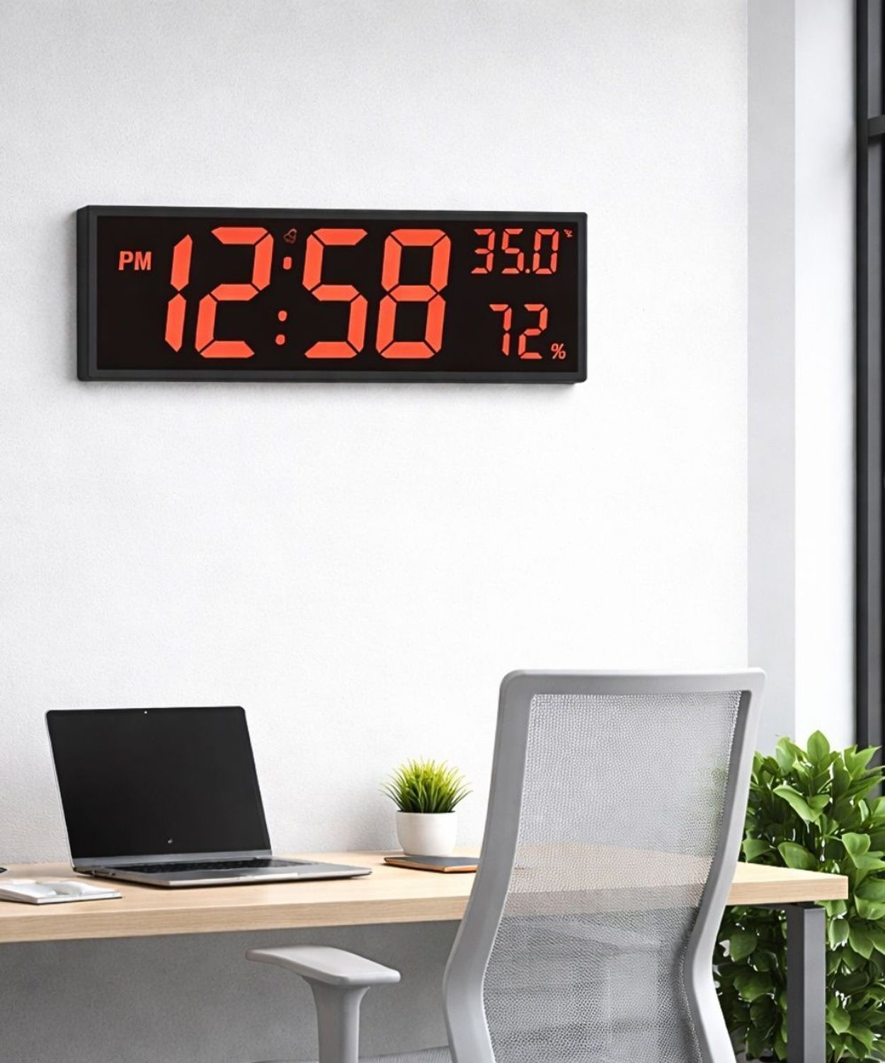 Zegar cyfrowy z dużym wyświetlaczem LED JVD DH309.2, Zegar ścienny  biurkowy z dużymi wyraźnymi czerwonymi cyframi LED. Długość 41cm. Cyfry 12,5 cm. Zegar ze stoperem i timerem. Duży zegar LED na biurko. Zegar.jpg