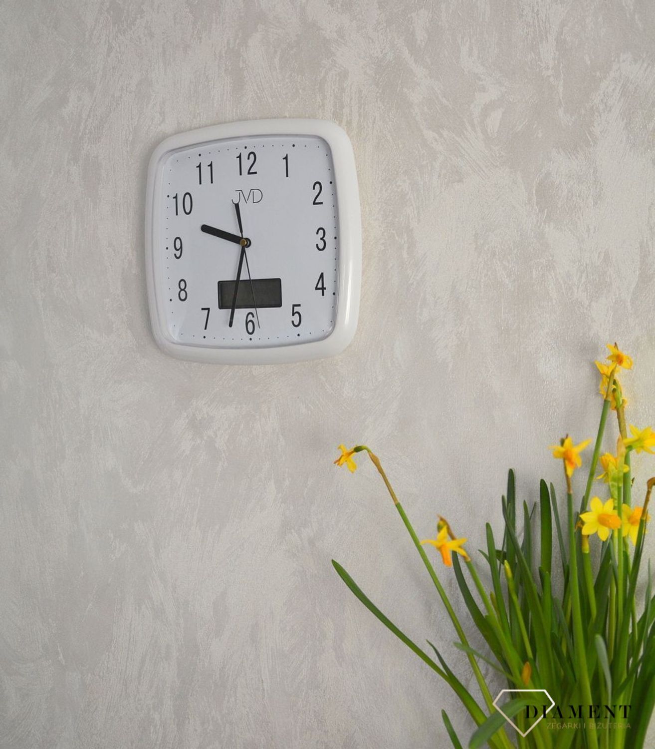 Zegar na ścianę z datownikiem JVD DH615.4 biały.jpg