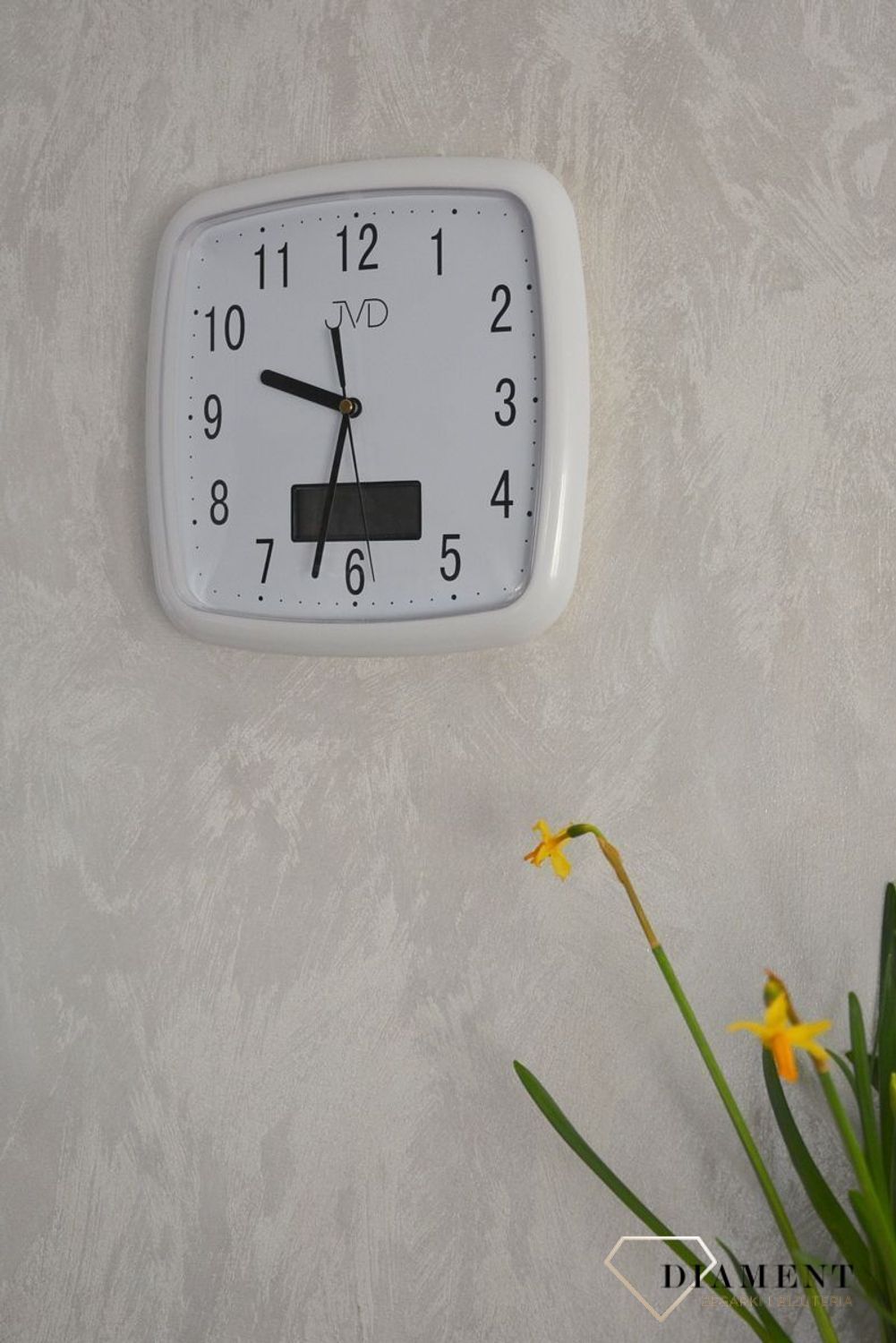 Zegar na ścianę z datownikiem JVD DH615.4 biały.jpg