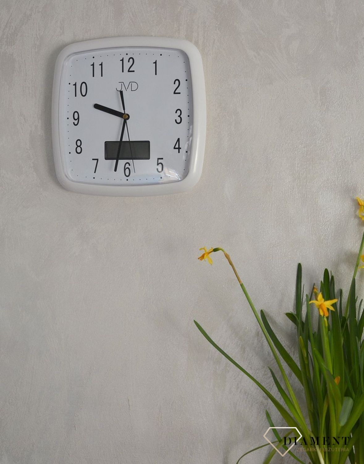 Zegar na ścianę z datownikiem JVD DH615.4 biały.jpg