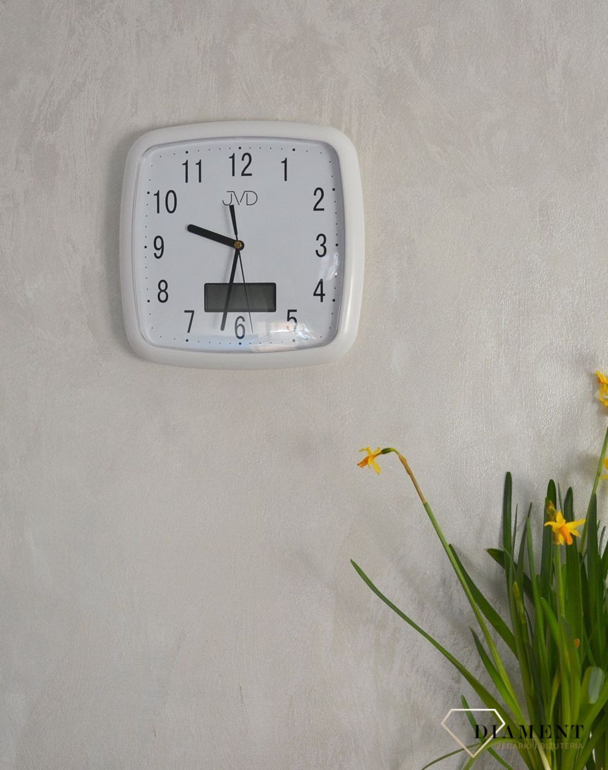 Zegar na ścianę z datownikiem JVD DH615.4 biały.jpg