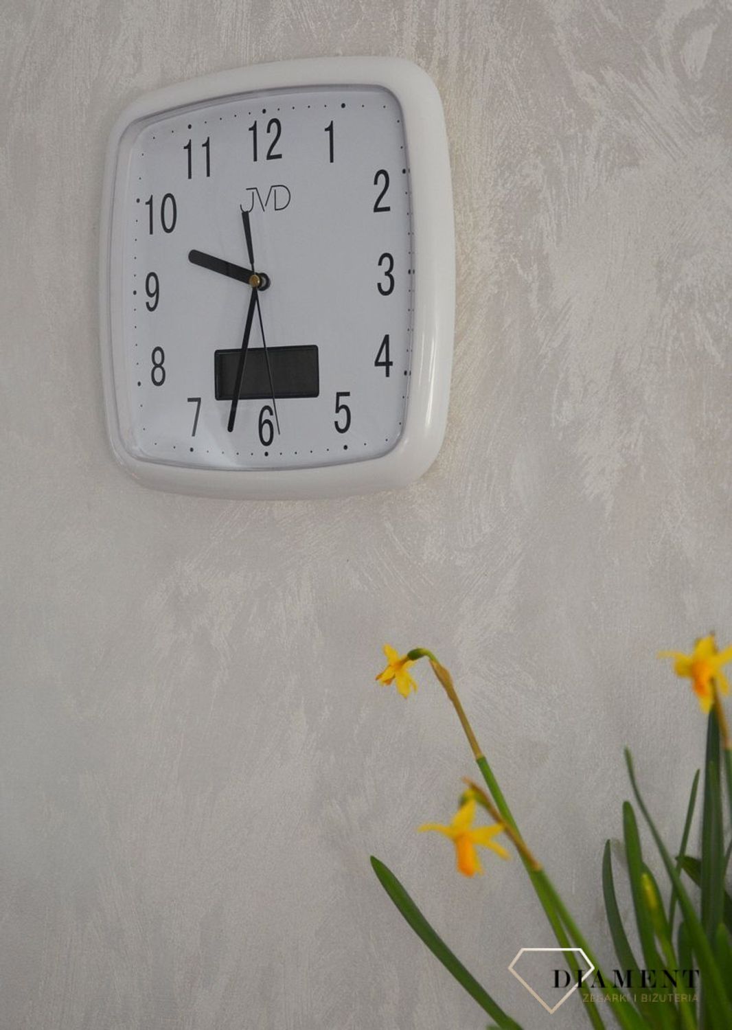 Zegar na ścianę z datownikiem JVD DH615.4 biały.jpg