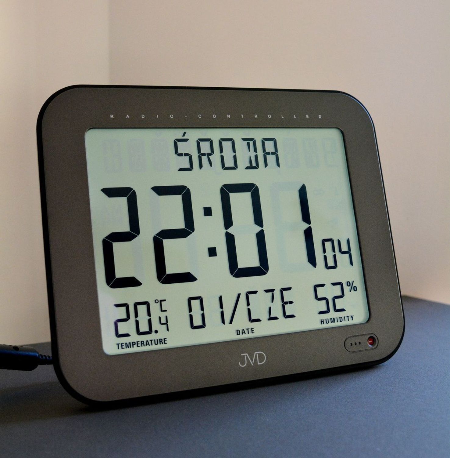 Zegar cyfrowy JVD stacja pogody sterowana radiowo DH9363.1. zegar z polskim menu ✓zegar z polskim datownikiem ✓ Zegary cyfrowe ✓Zegary sterowane radiem✓ Zegary na biurko✓.jpg